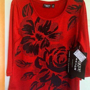 ONQUE Casual, dark red w/black.  M, NWT